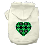 Argyle Heart Green Screen Print Pet Hoodies