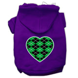 Argyle Heart Green Screen Print Pet Hoodies