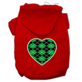 Argyle Heart Green Screen Print Pet Hoodies