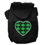 Argyle Heart Green Screen Print Pet Hoodies