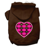 Argyle Heart Pink Screen Print Pet Hoodies