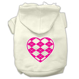 Argyle Heart Pink Screen Print Pet Hoodies