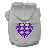 Argyle Heart Purple Screen Print Pet Hoodies