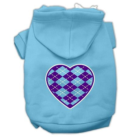 Argyle Heart Purple Screen Print Pet Hoodies