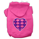 Argyle Heart Purple Screen Print Pet Hoodies