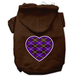 Argyle Heart Purple Screen Print Pet Hoodies