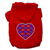 Argyle Heart Purple Screen Print Pet Hoodies