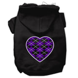 Argyle Heart Purple Screen Print Pet Hoodies