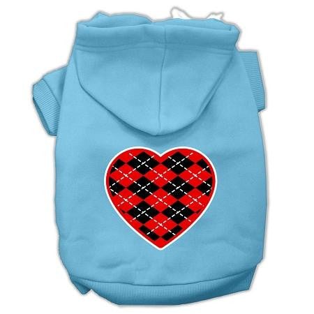 Argyle Heart  Screen Print Pet Hoodies