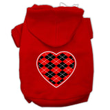 Argyle Heart  Screen Print Pet Hoodies