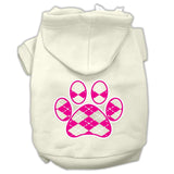 Argyle Paw Pink Screen Print Pet Hoodies