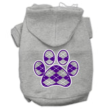 Argyle Paw Purple Screen Print Pet Hoodies