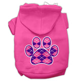 Argyle Paw Purple Screen Print Pet Hoodies