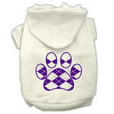 Argyle Paw Purple Screen Print Pet Hoodies