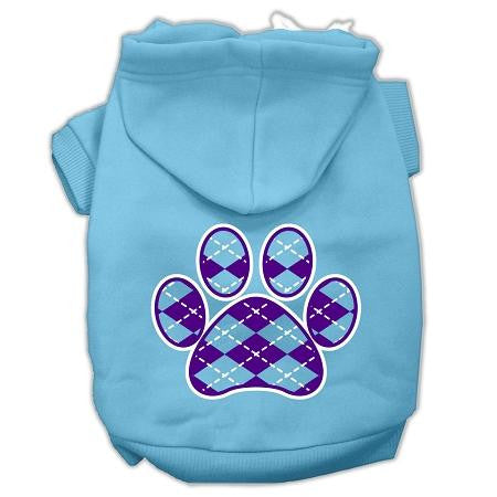 Argyle Paw Purple Screen Print Pet Hoodies