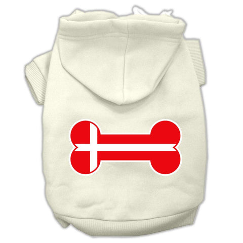 Bone Shaped Denmark Flag Screen Print Pet Hoodies