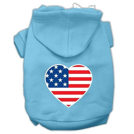 American Flag Heart Screen Print Pet Hoodies