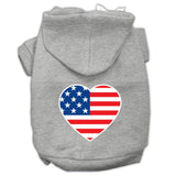 American Flag Heart Screen Print Pet Hoodies