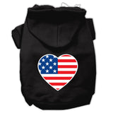 American Flag Heart Screen Print Pet Hoodies