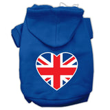 British Flag Heart Screen Print Pet Hoodies