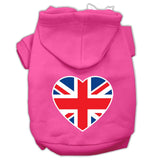 British Flag Heart Screen Print Pet Hoodies