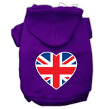 British Flag Heart Screen Print Pet Hoodies