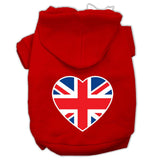 British Flag Heart Screen Print Pet Hoodies