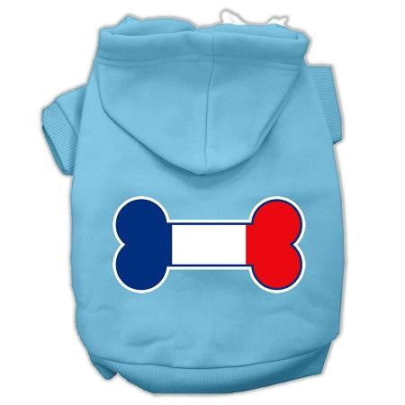 Bone Shaped France Flag Screen Print Pet Hoodies