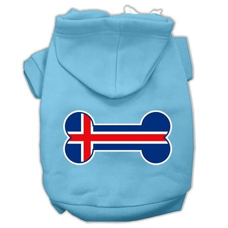 Bone Shaped Iceland Flag Screen Print Pet Hoodies