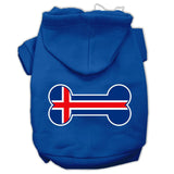 Bone Shaped Iceland Flag Screen Print Pet Hoodies