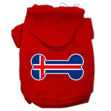 Bone Shaped Iceland Flag Screen Print Pet Hoodies