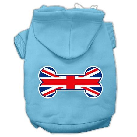 Bone Shaped United Kingdom (union Jack) Flag Screen Print Pet Hoodies