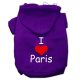 I Love Paris Screen Print Pet Hoodies