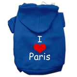 I Love Paris Screen Print Pet Hoodies