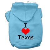 I Love Texas Screen Print Pet Hoodies