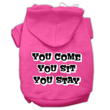 You Come, You Sit, You Stay Screen Print Pet Hoodies