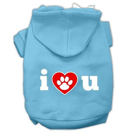 I Love U Screen Print Pet Hoodies