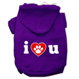 I Love U Screen Print Pet Hoodies