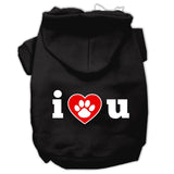 I Love U Screen Print Pet Hoodies