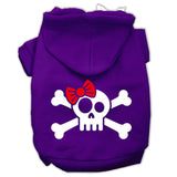 Skull Crossbone Bow Screen Print Pet Hoodies