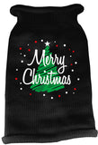 Scribbled Merry Christmas Screen Print Knit Pet Sweater