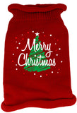 Scribbled Merry Christmas Screen Print Knit Pet Sweater