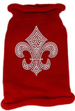 Silver Fleur De Lis Rhinestone Knit Pet Sweater