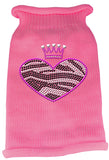 Zebra Heart Rhinestone Knit Pet Sweater