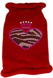 Zebra Heart Rhinestone Knit Pet Sweater