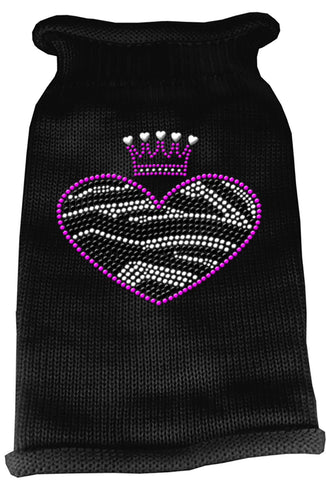 Zebra Heart Rhinestone Knit Pet Sweater