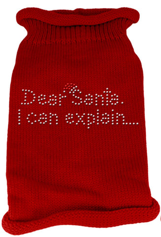 Dear Santa I Can Explain Rhinestone Knit Pet Sweater