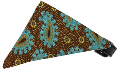 Brown And Blue Pretty Paisley Bandana Pet Collar Black