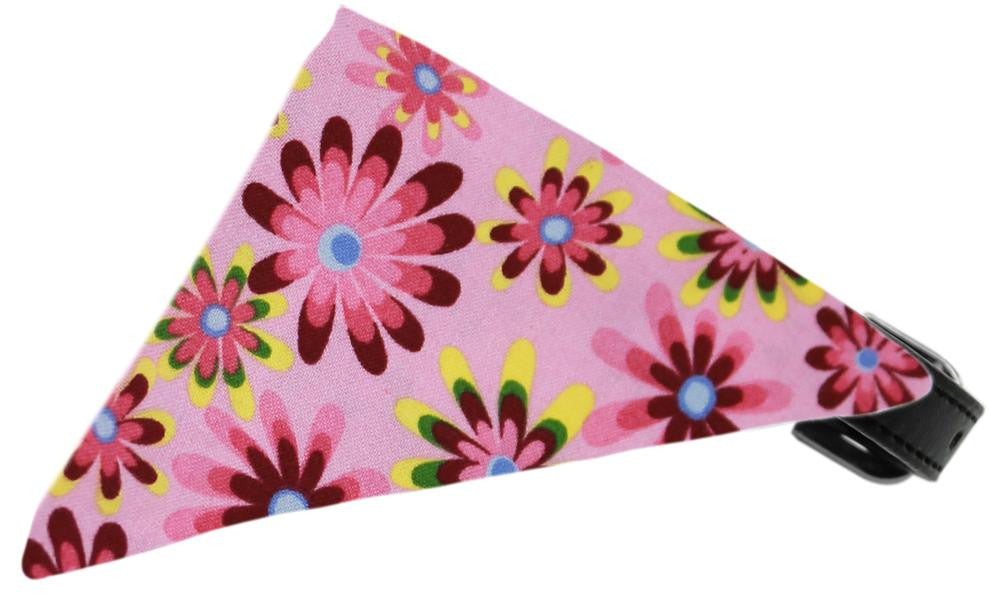 Bubblegum Crazy Daisies Bandana Pet Collar Black