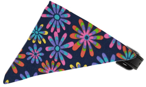 Navy Crazy Daisies Bandana Pet Collar Black